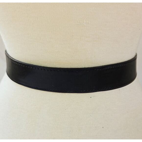 90s Harold’s Black Leather Belt Silver Hardware Made in England Medium - Picture 6 of 7